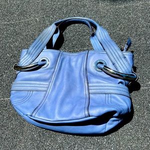 B. Makowsky Baby Blue Leather Tote